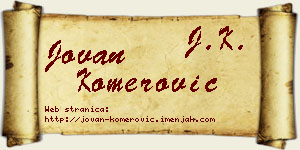 Jovan Komerović vizit kartica